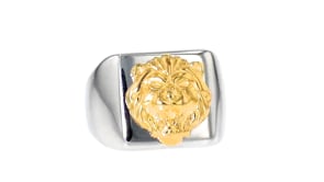 Italian Two-Tone Sterling Silver Lion Ring