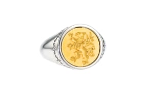 Italian Two-Tone Sterling Silver Griffin Signet Ring