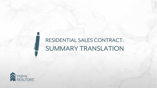 Residential Sales Contract: Translated Form Summary – Legal Video