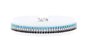 Italian 6.20 ct. t.w. Onyx, Turquoise and Tanzanite Jewelry Set Three Tennis Bracelets in Sterling Silver