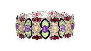 52.35 ct. t.w. Multi-Gemstone and Black Enamel Bracelet in Sterling Silver