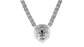 Italian Sterling Silver Byzantine Lion Head Necklace