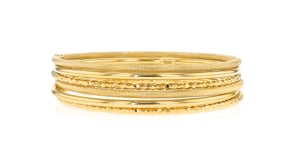 Italian 14kt Yellow Gold Multi-Finish Jewelry Set Six Bangle Bracelets