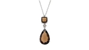 10.20 ct. t.w. Smoky Quartz Pear-Shaped Necklace with Diamond Accent in Sterling Silver