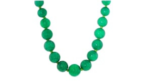 7-14mm Jade Bead Graduated Necklace with 14kt Yellow Gold