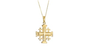 14kt Yellow Gold Jerusalem Cross Pendant Necklace