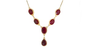 49.50 ct. t.w. Ruby Y-Necklace in 18kt Gold Over Sterling