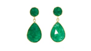 22.20 ct. t.w. Emerald Drop Earrings in 18kt Gold Over Sterling