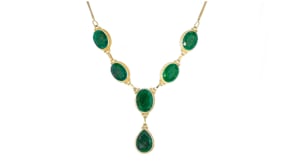 43.00 ct. t.w. Emerald Y-Necklace in 18kt Gold Over Sterling