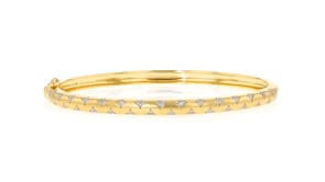 Diamond-Accented Star Bangle Bracelet in 18kt Gold Over Sterling