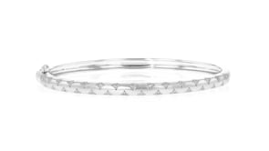Diamond-Accented Star Bangle Bracelet in Sterling Silver