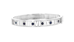 80 ct. t.w. Sapphire Roman Numeral Bangle Bracelet in Sterling Silver