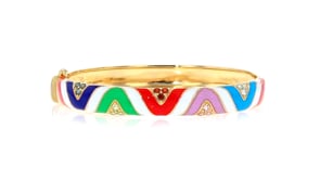 49 ct. t.w. Multi-Gemstone and Multicolored Enamel Bangle Bracelet in 18kt Gold Over Sterling