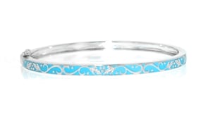 Light Blue Enamel Bangle Bracelet in Sterling Silver