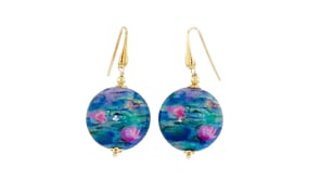 Italian Water Lilies Multicolored Murano Glass Drop Earrings in 18kt Gold Over Sterling