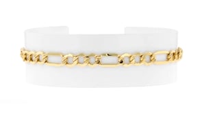 Mens 10kt Yellow Gold Figaro-Link Bracelet