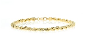 Mens 4mm 10kt Yellow Gold Rope-Chain Bracelet