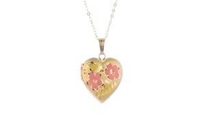 10kt Two-Tone Gold Floral Heart Locket Necklace