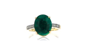 3.80 Carat Emerald Ring with Diamond Accents in 10kt Yellow Gold