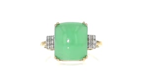 Jade Ring with Diamond Accents in 10kt Yellow Gold