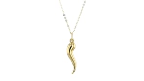 10kt Yellow Gold Italian Horn Pendant Necklace