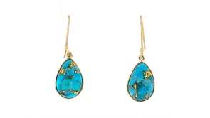 Turquoise Drop Earrings in 10kt Yellow Gold