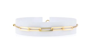 10kt Yellow Gold Paper Clip Link Station Bracelet