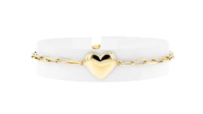 10kt Yellow Gold Heart Paper Clip Link Bracelet
