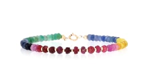 18.00 ct. t.w. Multicolored Sapphire and 4.40 ct. t.w. Ruby Bead Bracelet in 10kt Yellow Gold