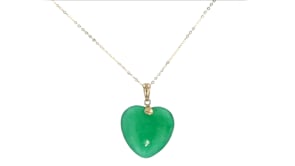 Jade Heart Pendant Necklace in 10kt Yellow Gold