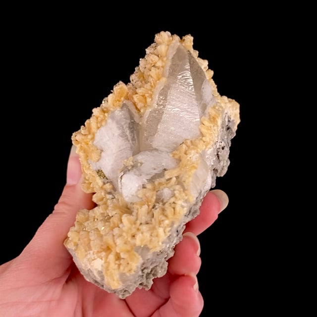 Stellerite with Pyrite on Calcite