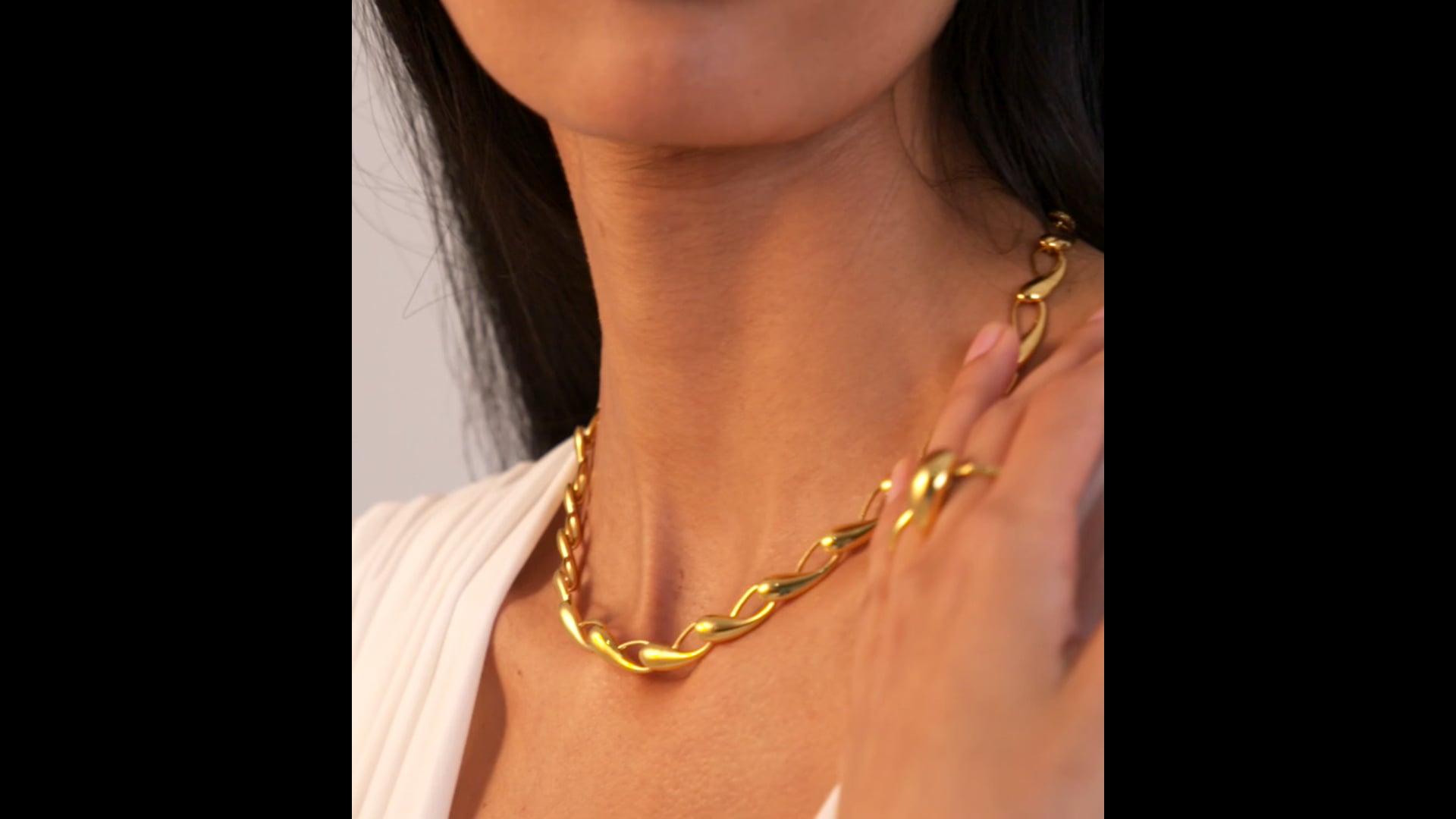 Nura Link Necklace Adjustable 41-46 cm/16-18' in 18ct Gold Vermeil on  Sterling Silver