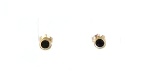 Canaria Bezel-Set Black Onyx Stud Earrings in 10kt Yellow Gold
