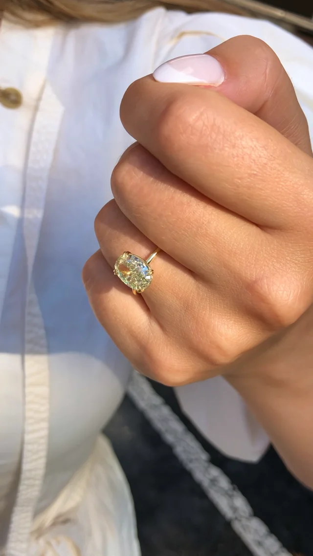 Oval yellow diamond engagement on sale ring