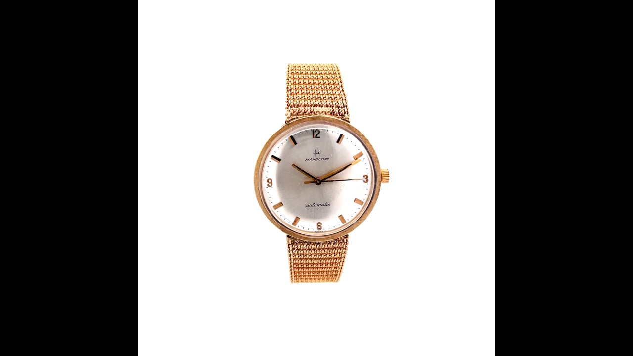 Mid-Century Vintage Ladies Hamilton Watch in 14k Yellow Gold