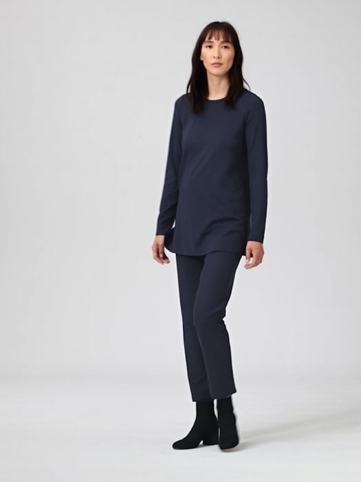 Eileen Fisher High-Waist Stretch Crepe Slim Ankle Pants