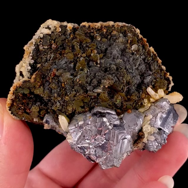 Pyrrhotite with Galena, Calcite and Quartz