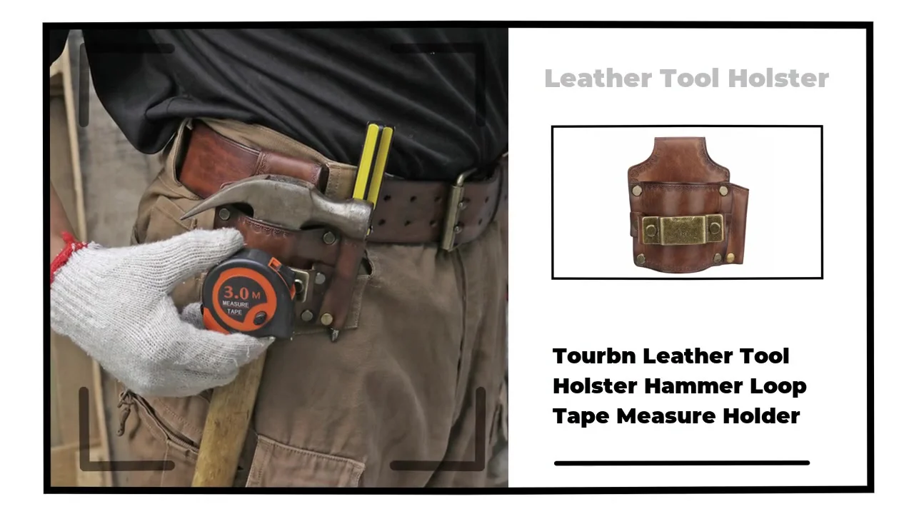 TOURBON Leather Tape Measuring Pouch Belt Clip on Tool Holster