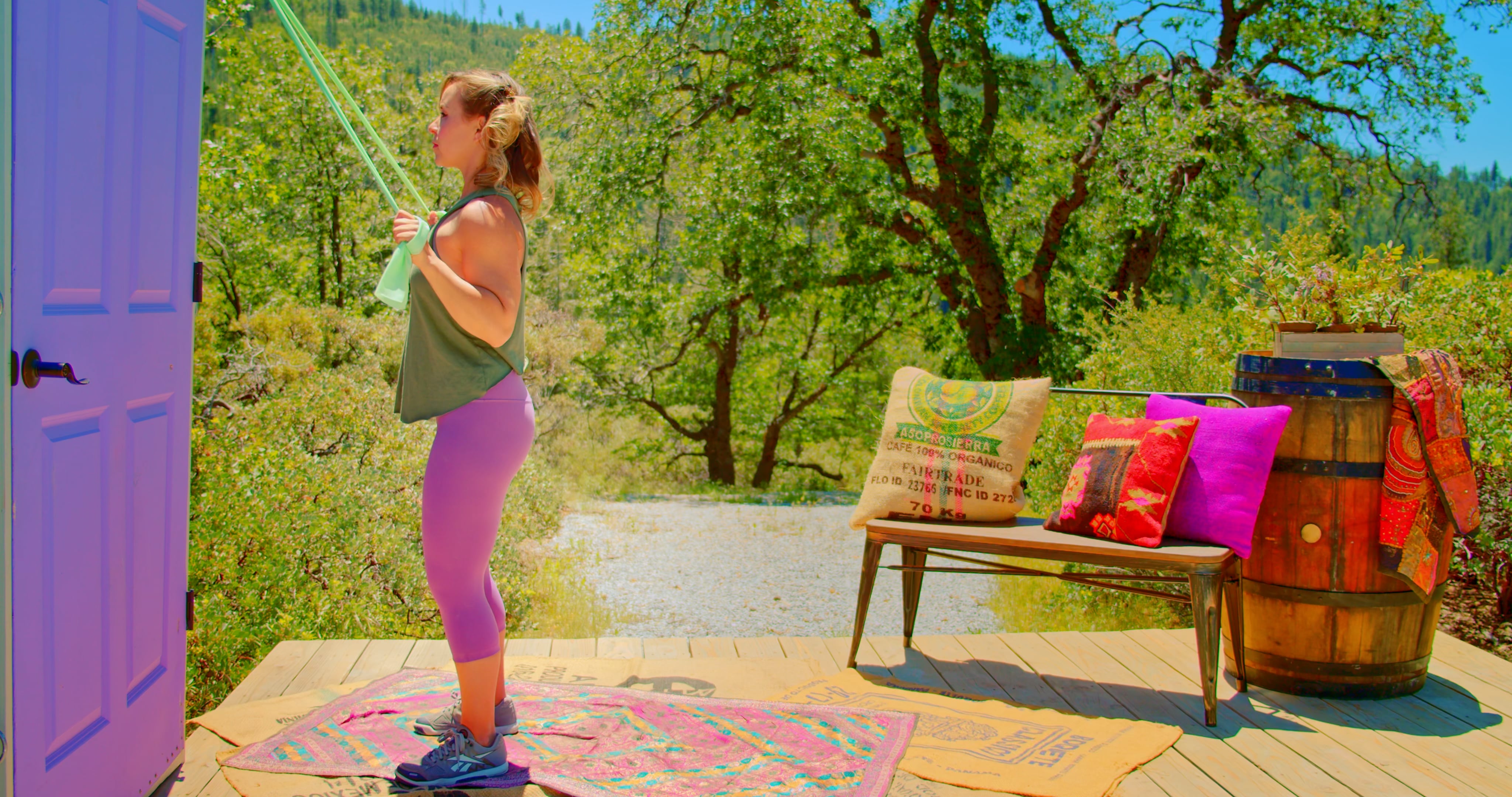 StandingBandedLatPulldownsHomeResistanceBandExerciseLatissimus