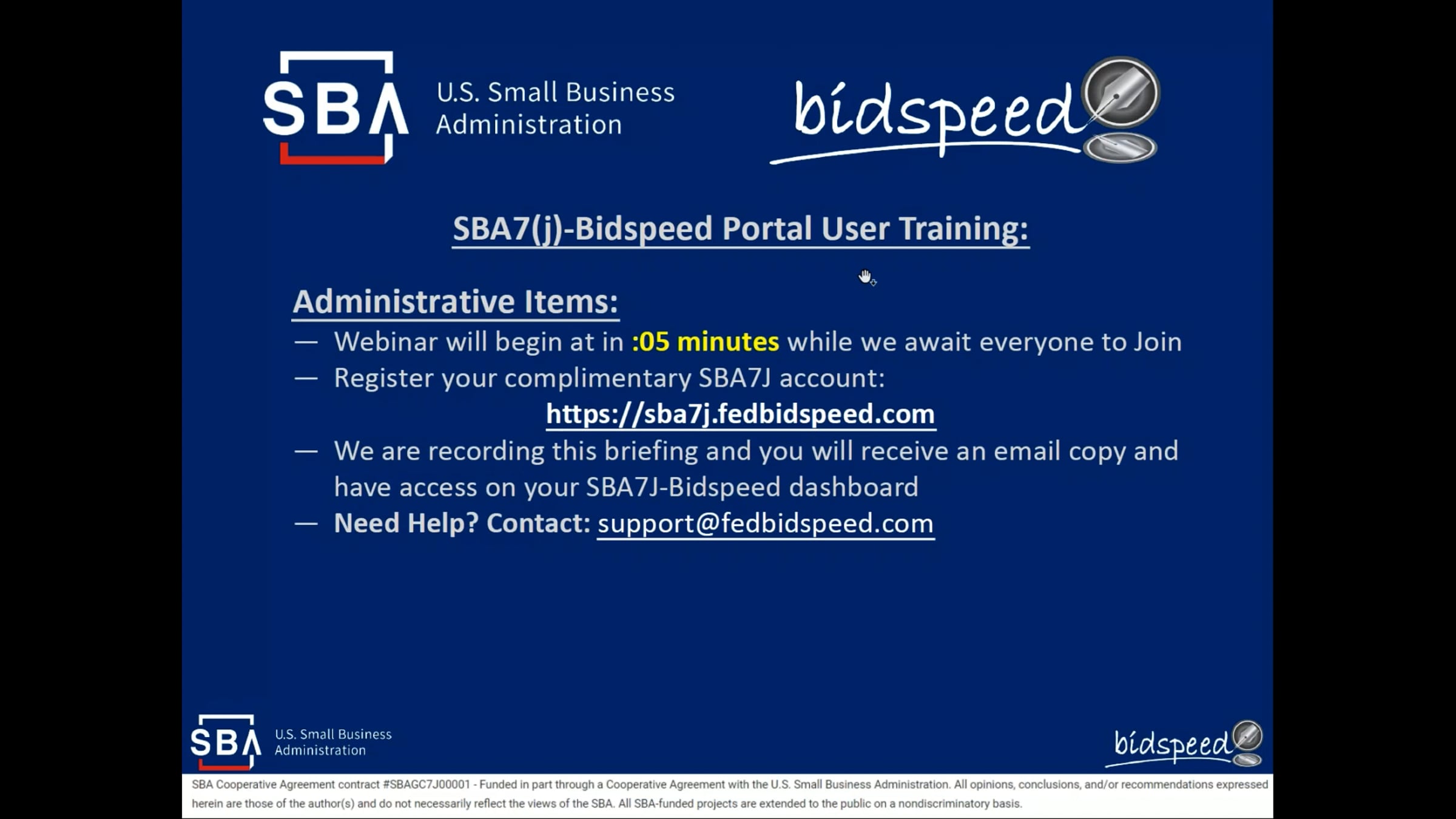 SBA7(j)-Bidspeed User Training: Find, Manage, Win Federal Contracts ...