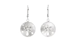 Sterling Silver Sand Dollar Jewelry Set Drop Earrings and Necklace