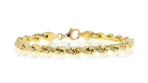 Canaria Mens 5.5mm 10kt Yellow Gold Rope Chain Bracelet
