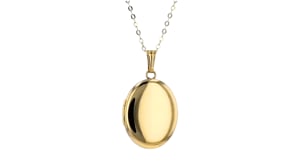 Canaria 10kt Yellow Gold Single-Initial Oval Locket Necklace