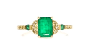 Canaria .90 ct. t.w. Emerald Ring with Diamond Accents in 10kt Yellow Gold