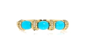 Canaria Turquoise Ring with Diamond Accents in 10kt Yellow Gold
