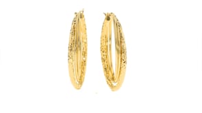 Canaria Italian 10kt Yellow Gold Diamond-Cut and Polished Triple-Hoop Earrings