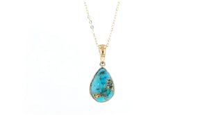 Turquoise Pendant Necklace in 10kt Yellow Gold