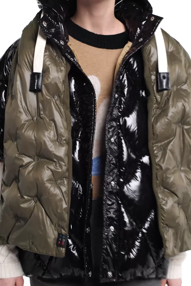 Cape-style puffer jacket