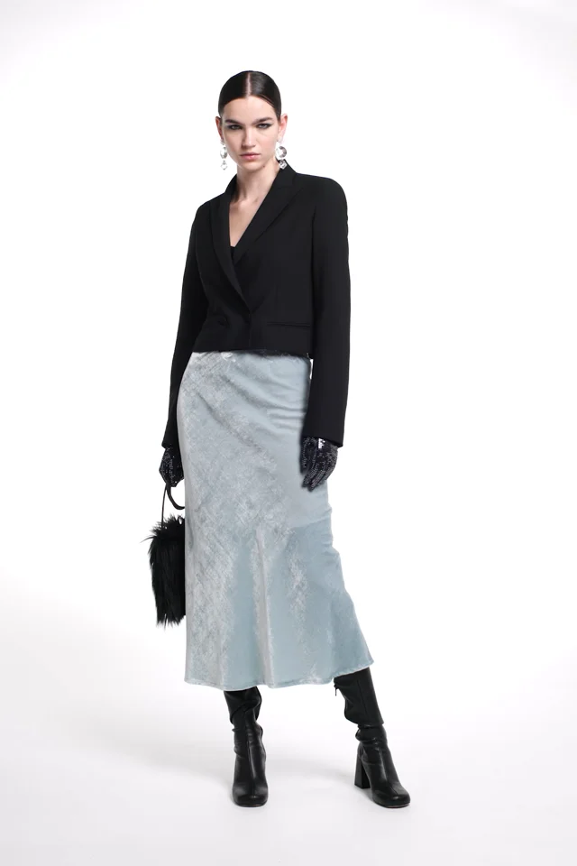 ENOF velvet long skirt black Ssizeスカート - ロングスカート
