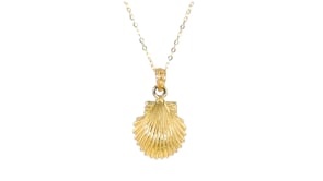 Canaria 10kt Yellow Gold Scallop Seashell Pendant Necklace
